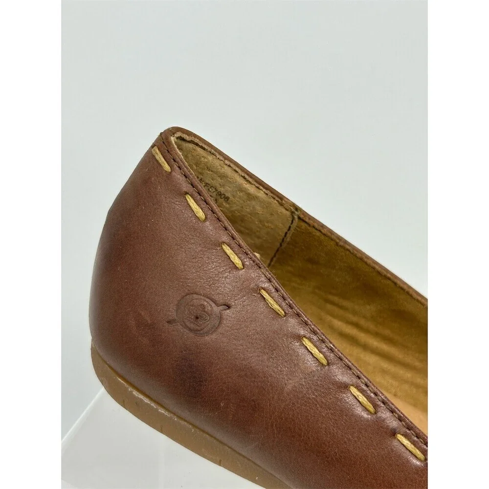 Born Womens Loafers Brown Woven Vamp Slip-On Driving Moc Flats Size 7.5
